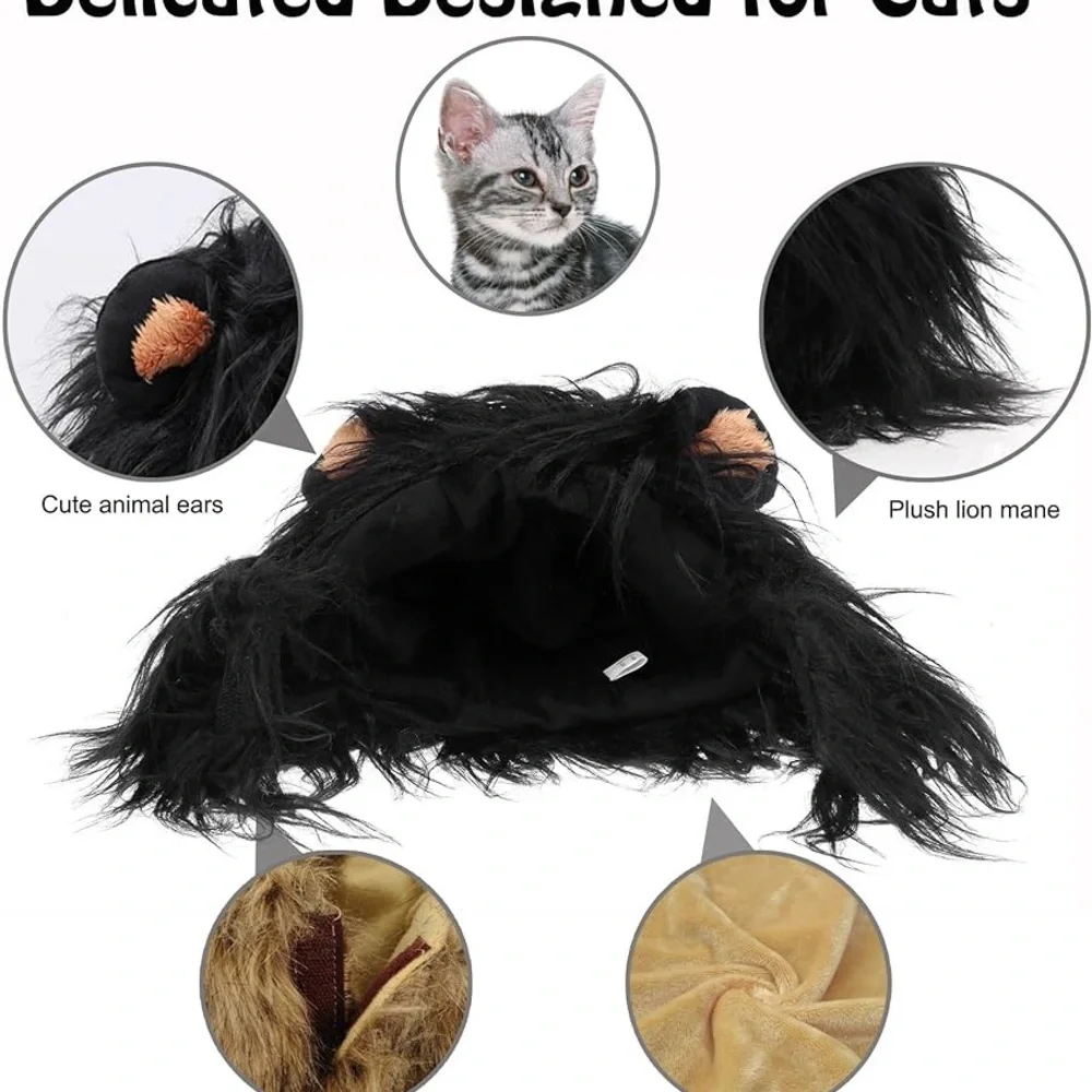 New Black Lion Mane Costume for Cats